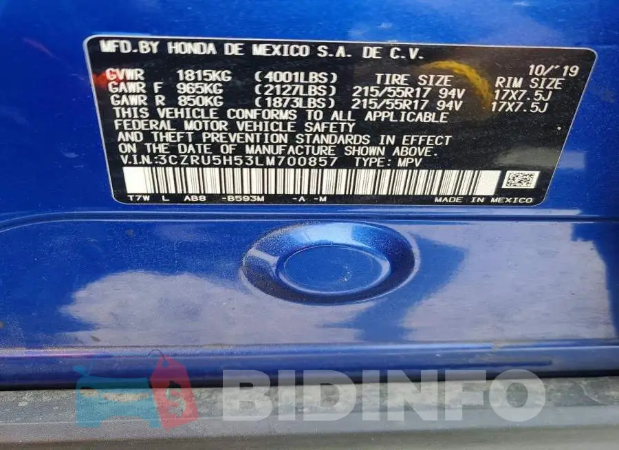 3CZRU5H53LM700857 Photo# 13