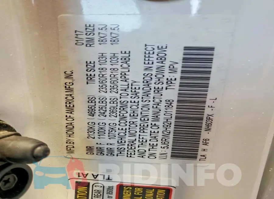 5J6RW2H92HL011848 Photo# 14