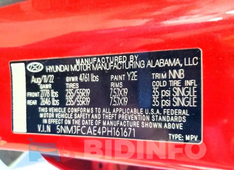 5NMJFCAE4PH161671 Photo# 14