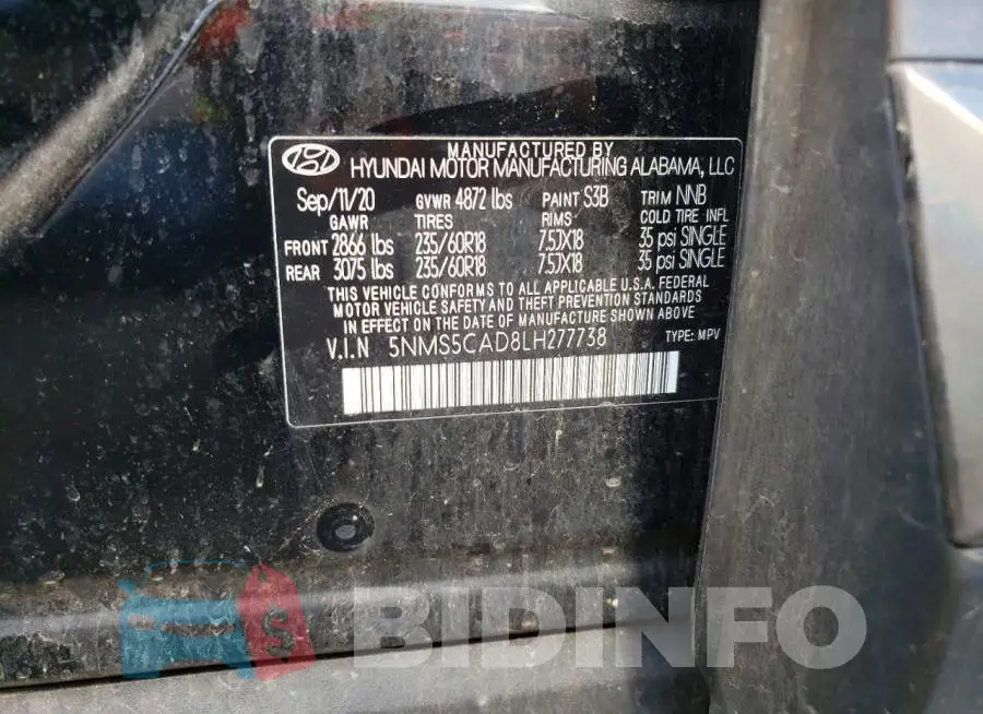 5NMS5CAD8LH277738 Photo# 13