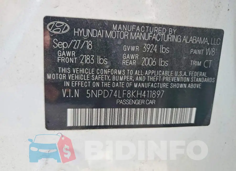 5NPD74LF8KH411897 Photo# 12