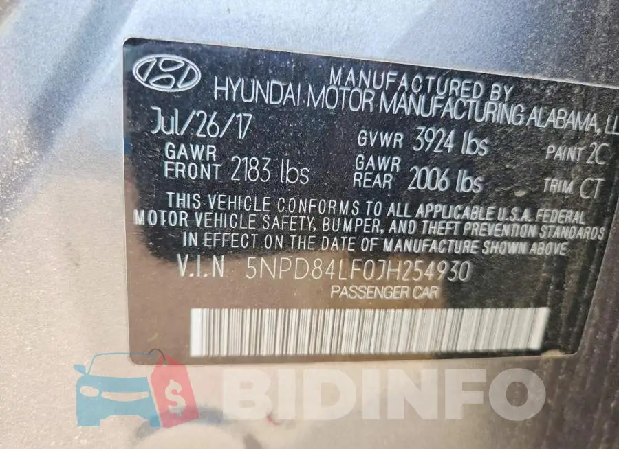 5NPD84LF0JH254930 Photo# 13