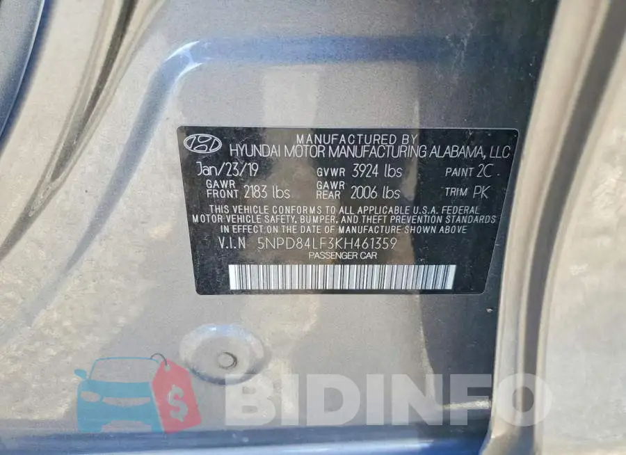 5NPD84LF3KH461359 Photo# 12