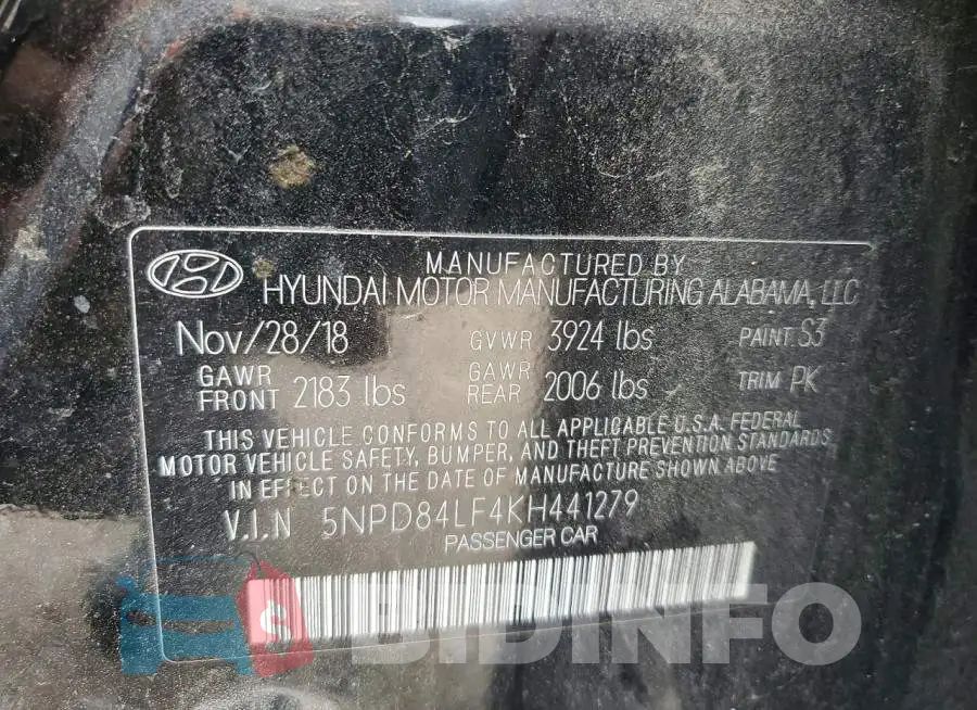 5NPD84LF4KH441279 Photo# 13