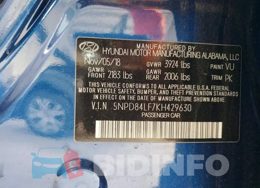 5NPD84LF7KH429630 Photo# 12