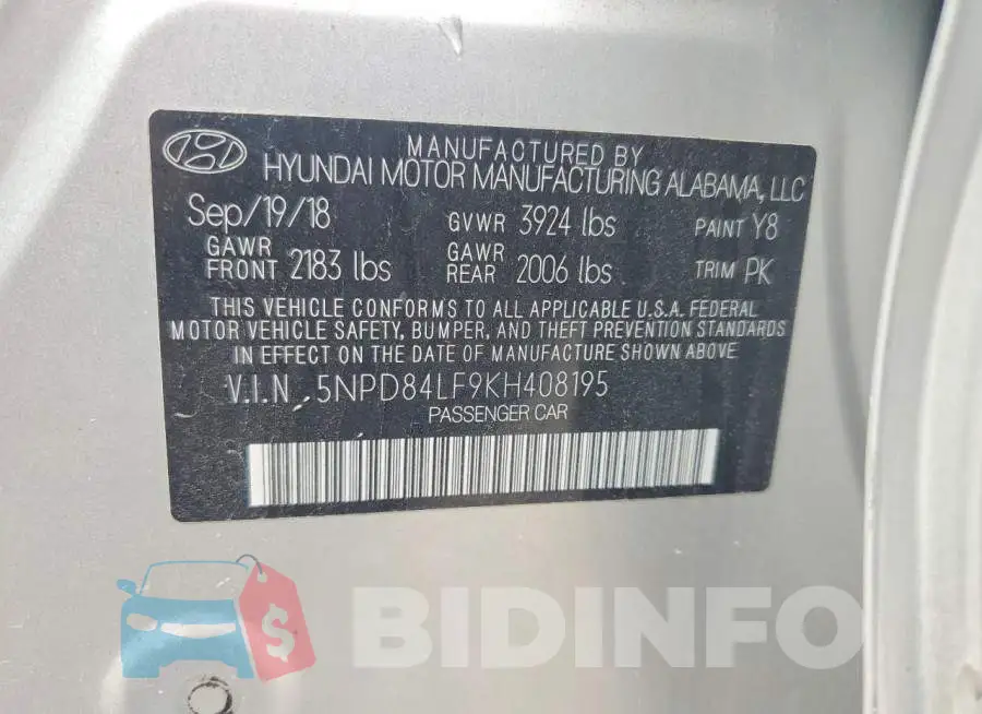 5NPD84LF9KH408195 Photo# 12