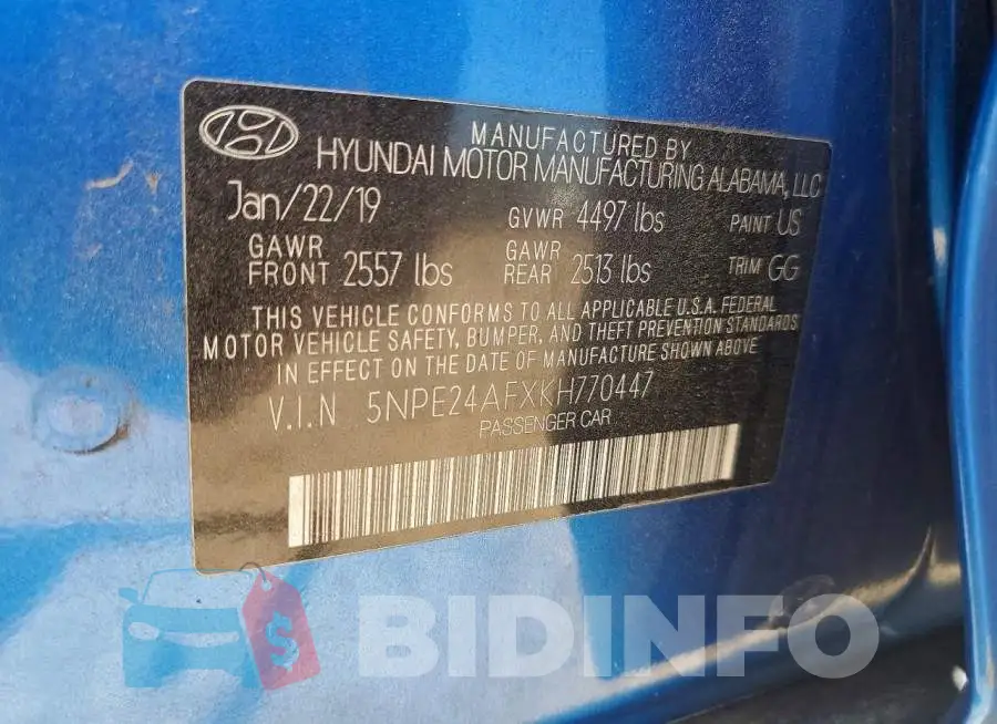5NPE24AFXKH770447 Photo# 12