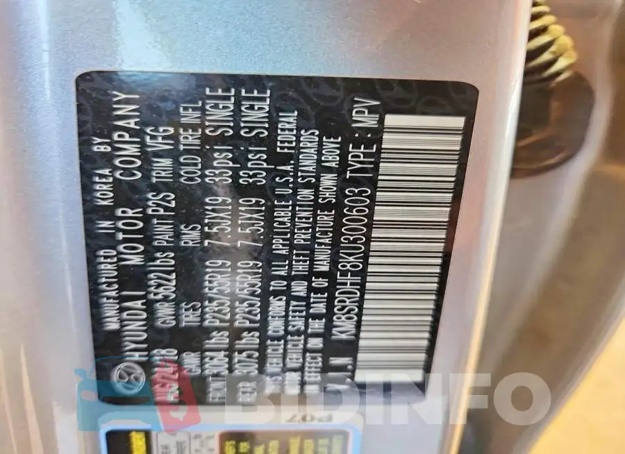 KM8SRDHF8KU300603 Photo# 14