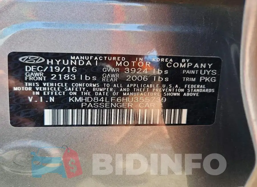 KMHD84LF6HU355739 Photo# 12