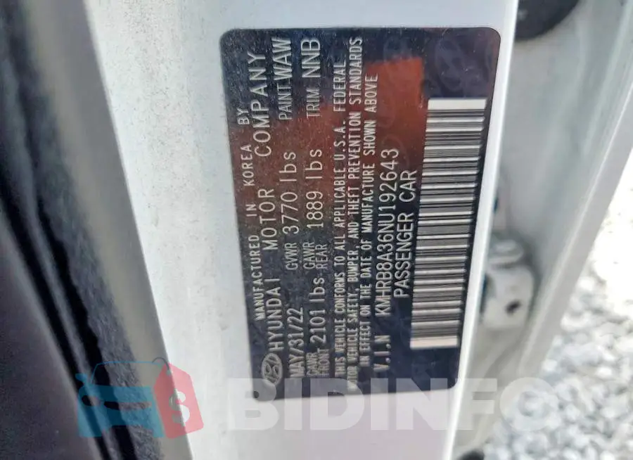 KMHRB8A36NU192643 Photo# 13