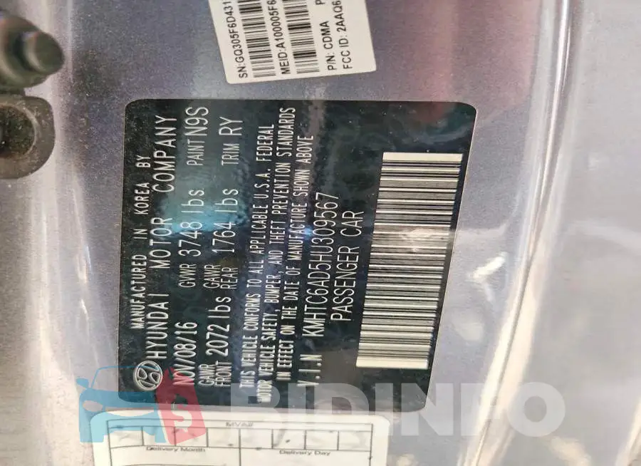 KMHTC6AD5HU309567 Photo# 12