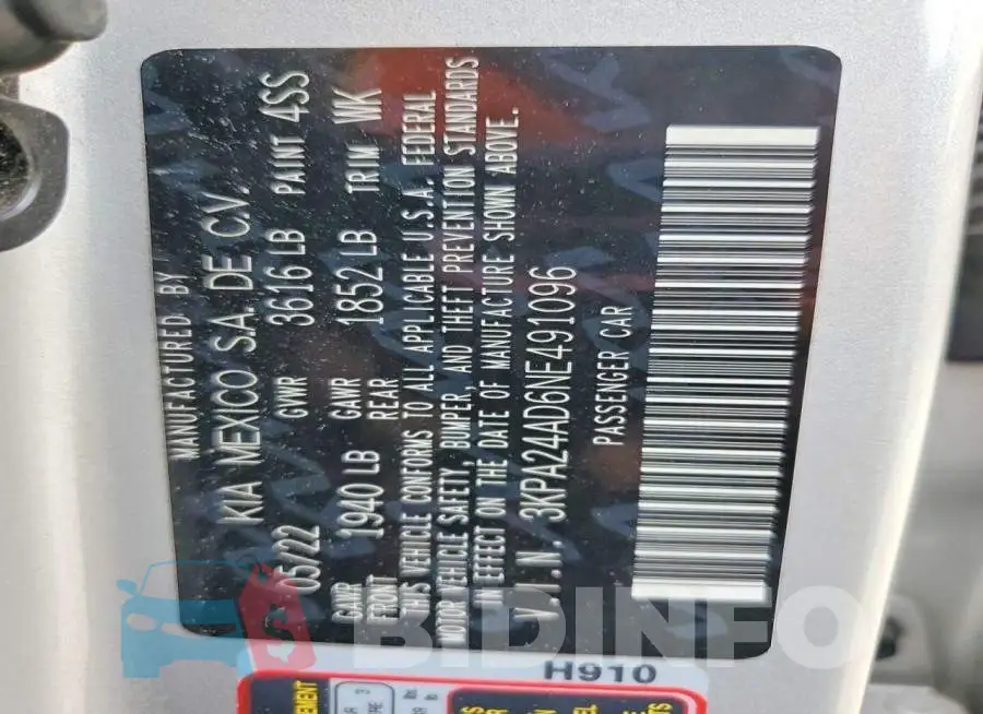 3KPA24AD6NE491096 Photo# 13
