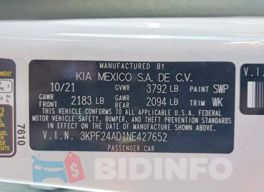 3KPF24AD1NE427652 Photo# 12