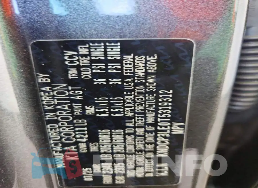 KNDCP3LE0T5319312 Photo# 12