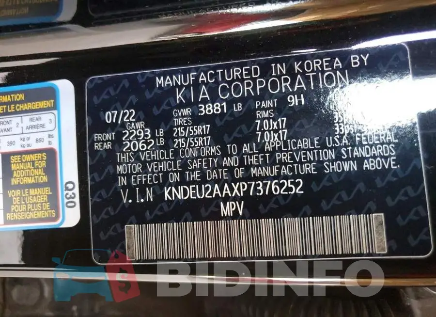 KNDEU2AAXP7376252 Photo# 12