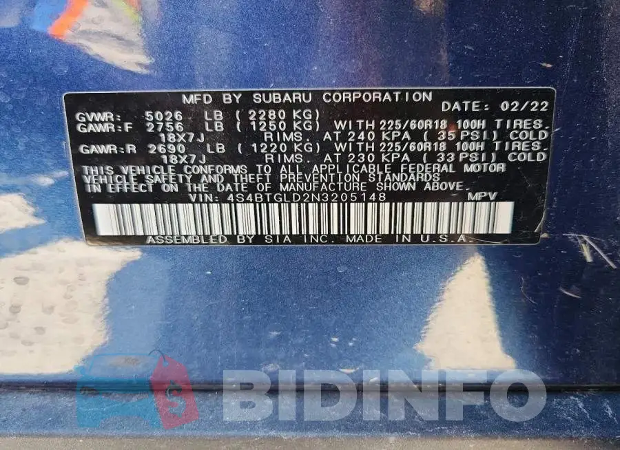 4S4BTGLD2N3205148 Photo# 13