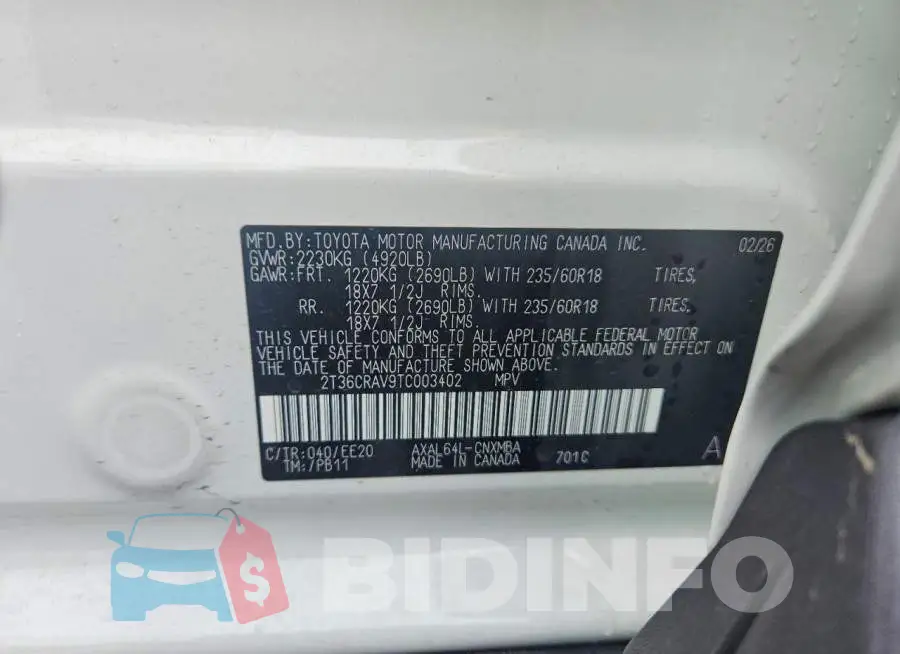 2T36CRAV9TC003402 Photo# 13