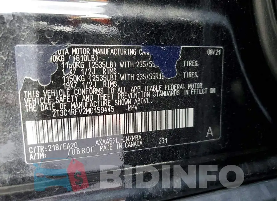 2T3C1RFV2MC159445 Photo# 13