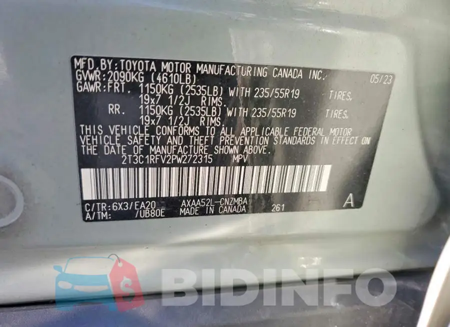 2T3C1RFV2PW272315 Photo# 13