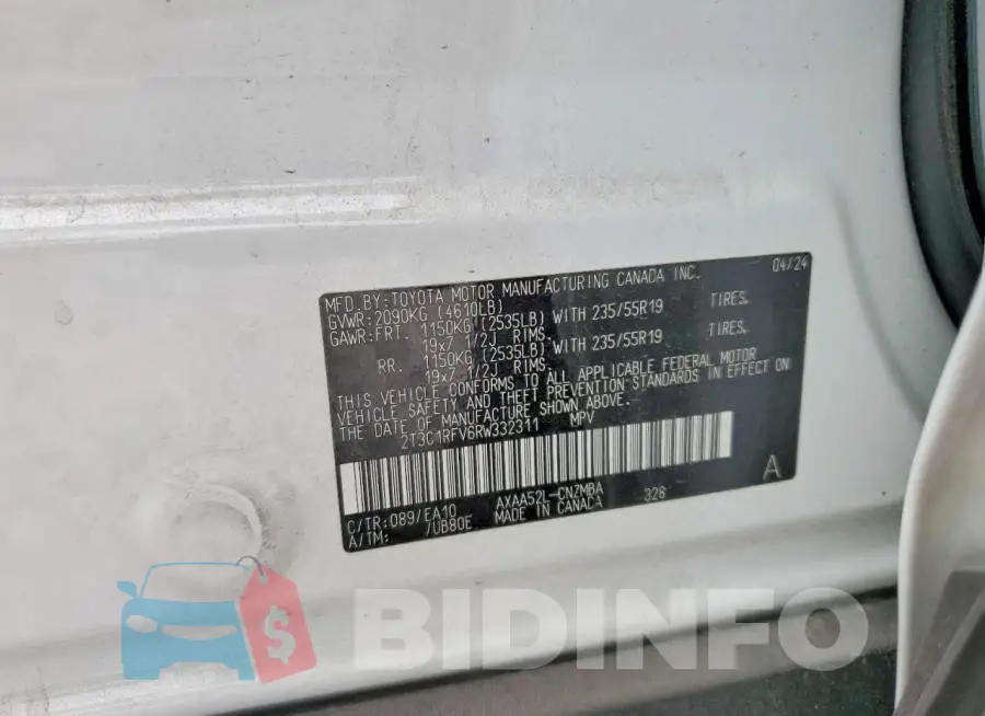 2T3C1RFV6RW332311 Photo# 12