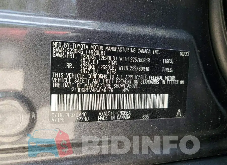 2T3D6RFV4RW048178 Photo# 13
