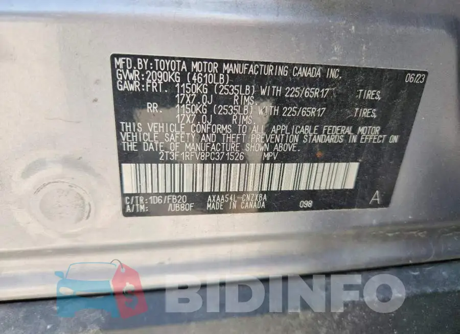 2T3F1RFV8PC371526 Photo# 13