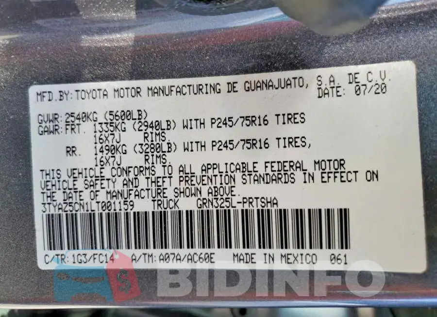 3TYAZ5CN1LT001159 Photo# 12