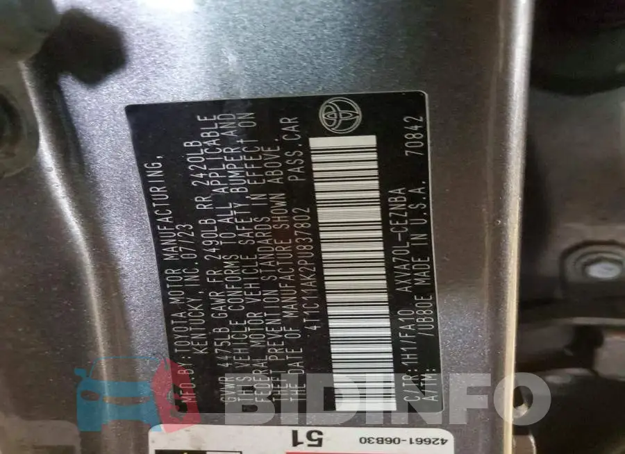 4T1C11AK2PU837802 Photo# 12