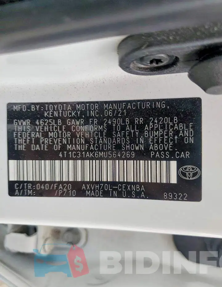 4T1C31AK6MU564269 Photo# 12