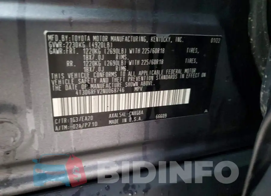 4T3D6RFV2NU068746 Photo# 13