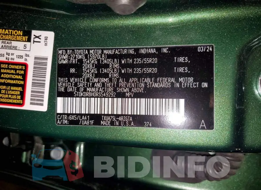 5TDKDRBH0RS549292 Photo# 13