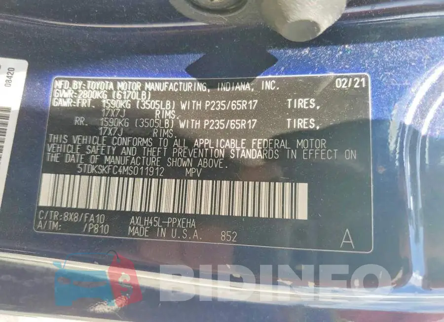 5TDKSKFC4MS011912 Photo# 14