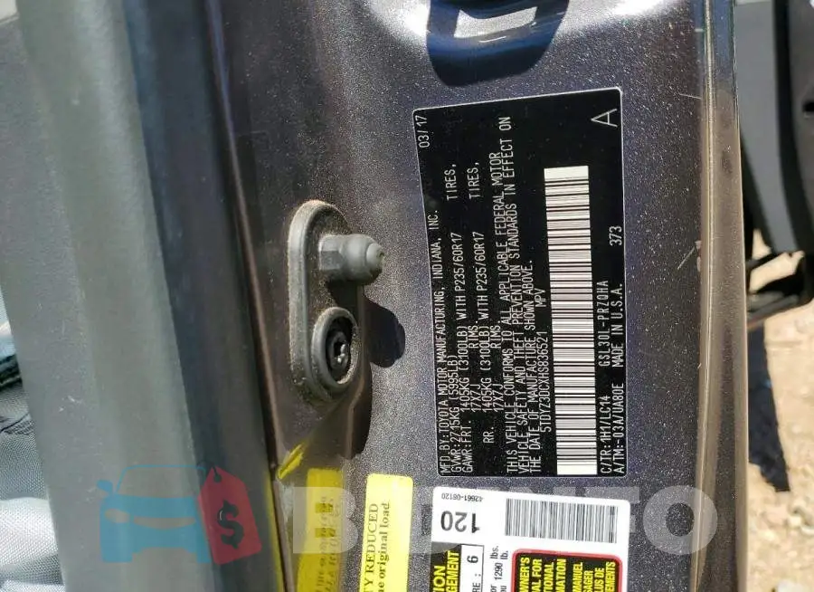 5TDYZ3DCXHS836521 Photo# 14