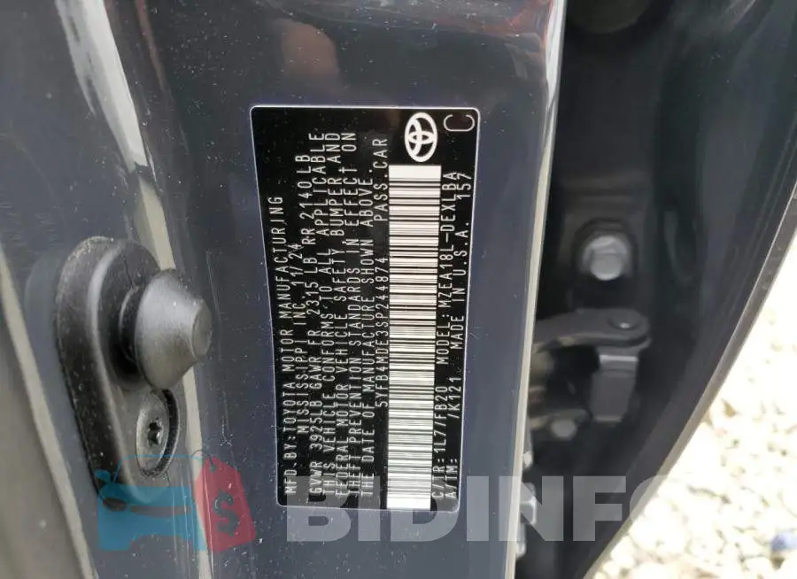 5YFB4MDE3SP244874 Photo# 12