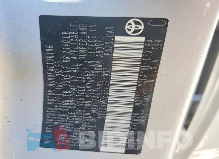 5YFB4MDE3SP321937 Photo# 13