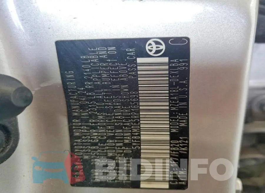 5YFB4MDE5RP165698 Photo# 12