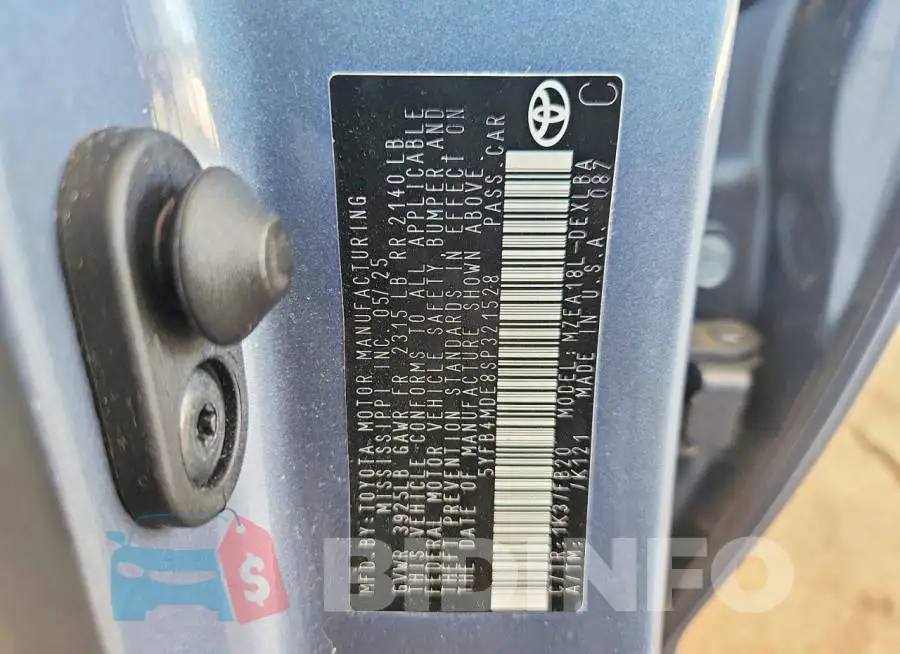 5YFB4MDE8SP321528 Photo# 12