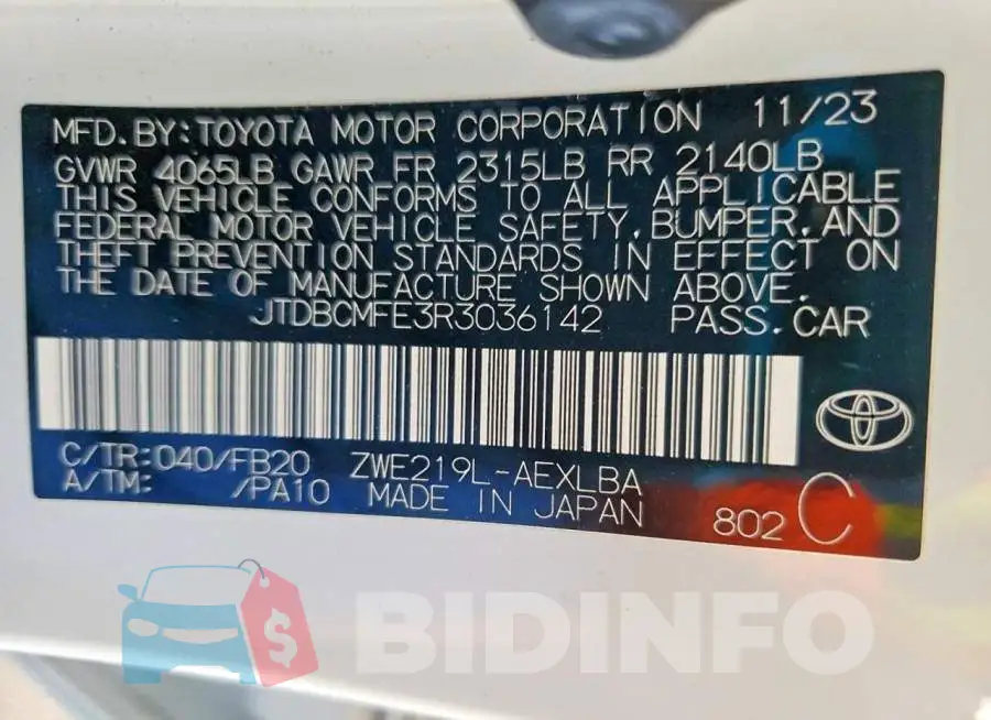 JTDBCMFE3R3036142 Photo# 13