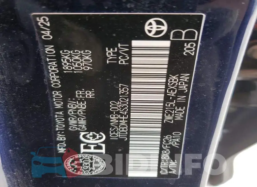 JTDBDMHE4S3021357 Photo# 12