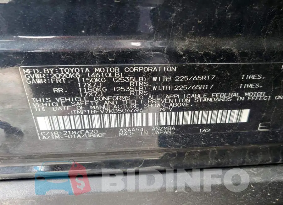 JTMP1RFV7KD506696 Photo# 13