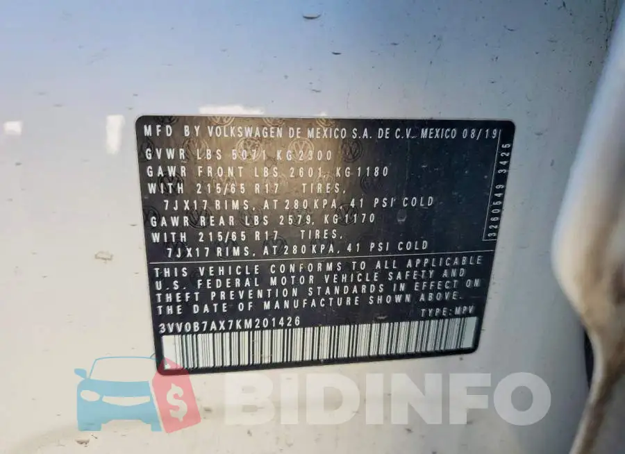 3VV0B7AX7KM201426 Photo# 13