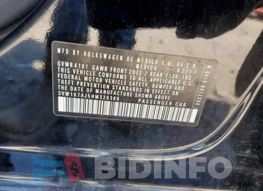 3VW167AJ5HM320388 Photo# 12