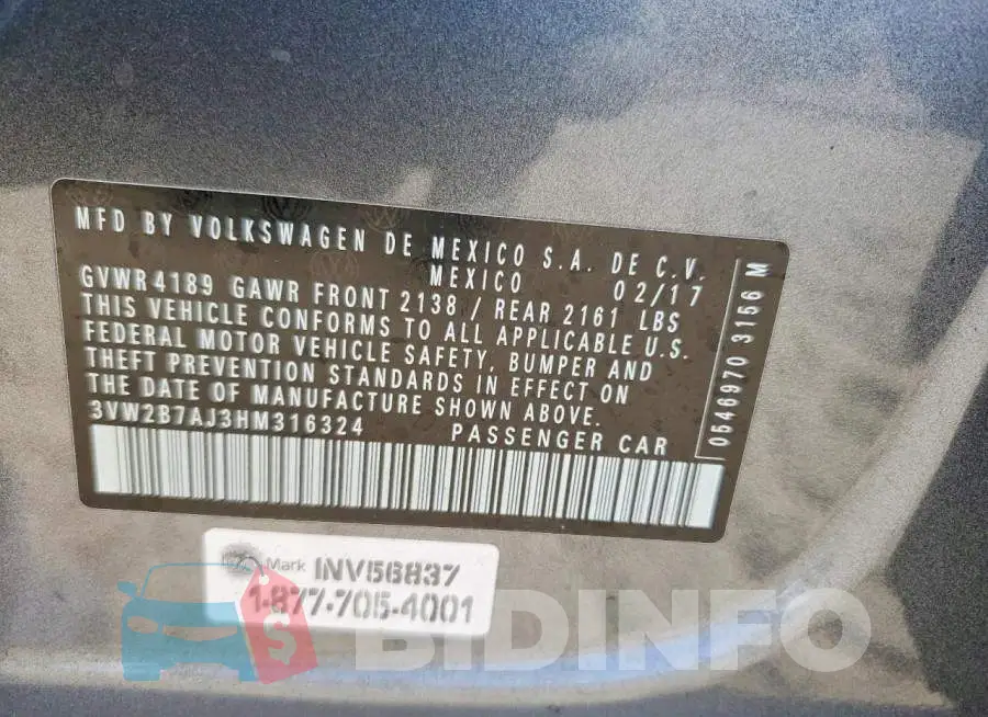 3VW2B7AJ3HM316324 Photo# 13