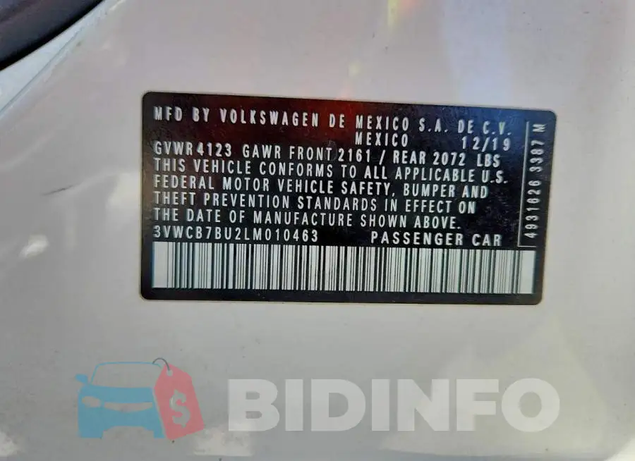 3VWCB7BU2LM010463 Photo# 12