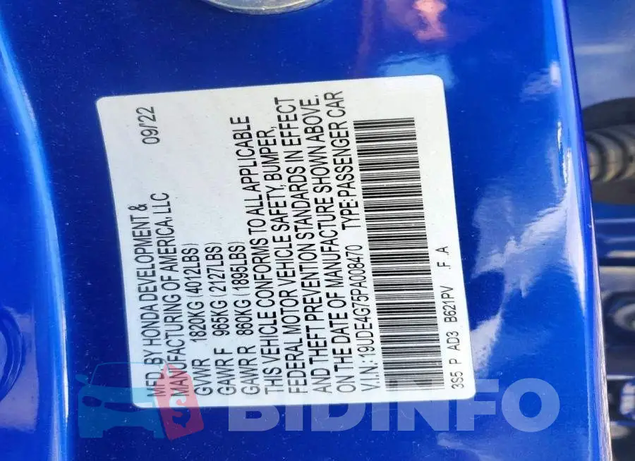 19UDE4G75PA008470 Photo# 12