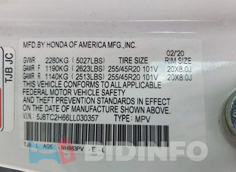 5J8TC2H66LL030357 Photo# 13