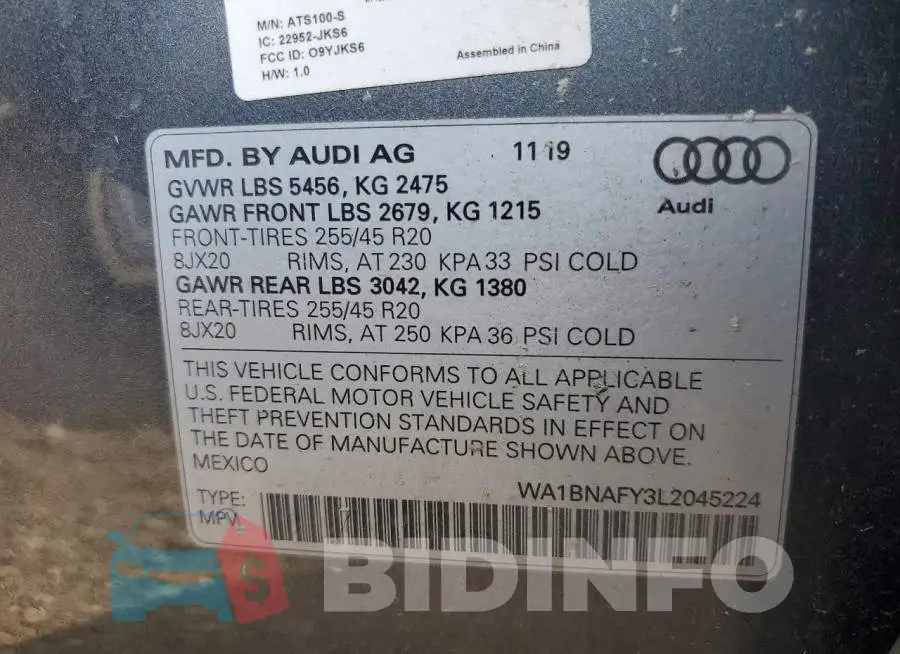 WA1BNAFY3L2045224 Photo# 12