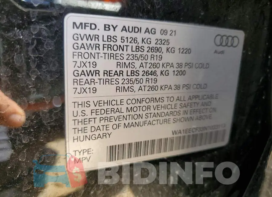 WA1EECF33N1033113 Photo# 12