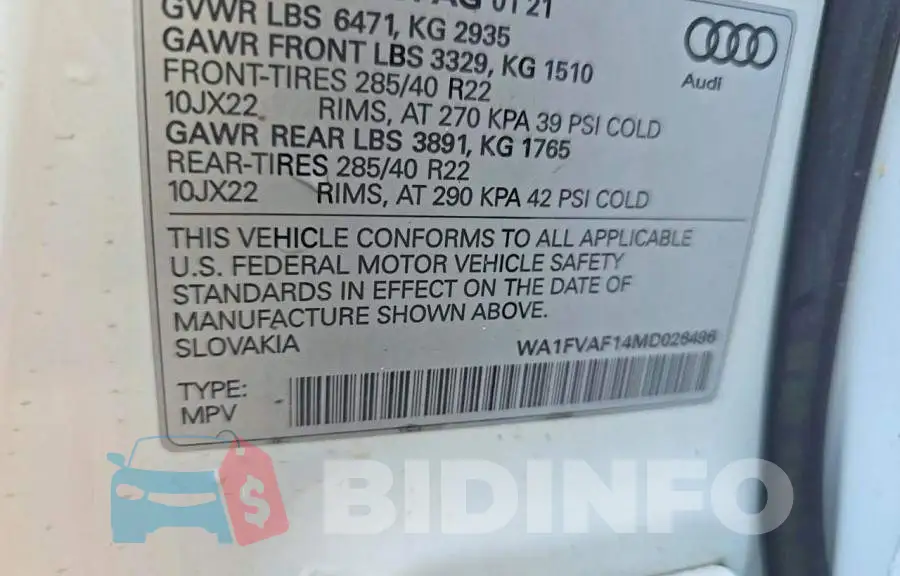 WA1FVAF14MD026496 Photo# 10