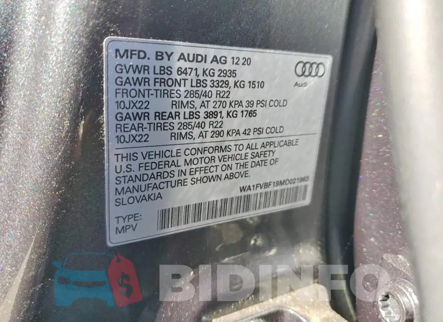 WA1FVBF19MD021963 Photo# 14